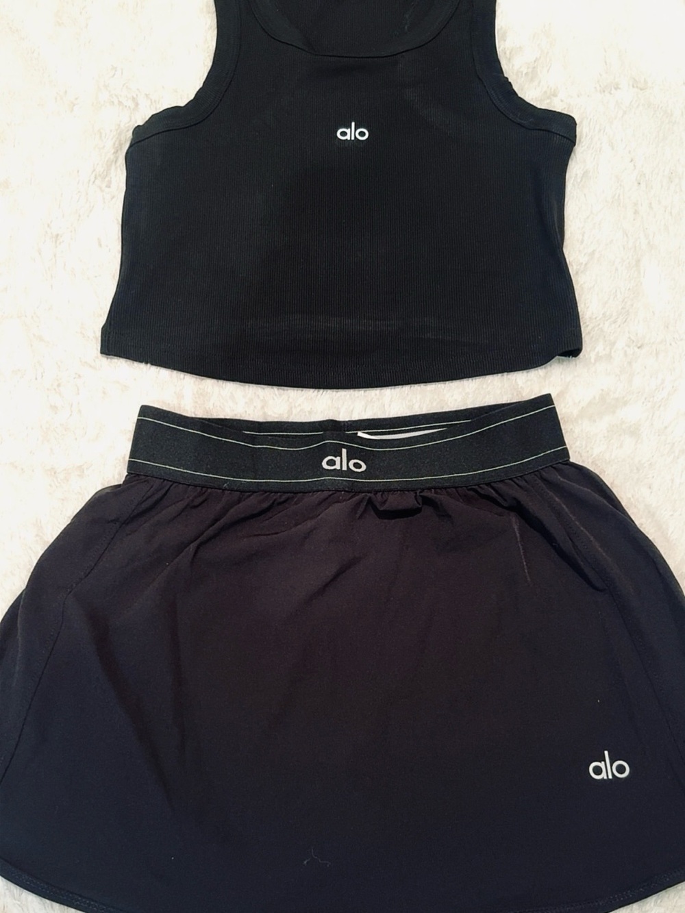 ALO Yoga Black Ribbed Cropped Tank and Skort Set - Picture 8 of 16